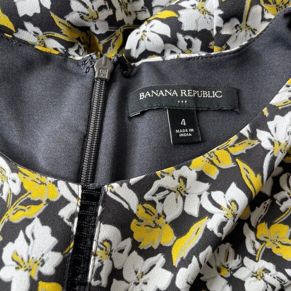 Banana Republic Women's Floral Print Fit & Flare Zipper Back Dress Work Office 4 - Picture 5 of 6